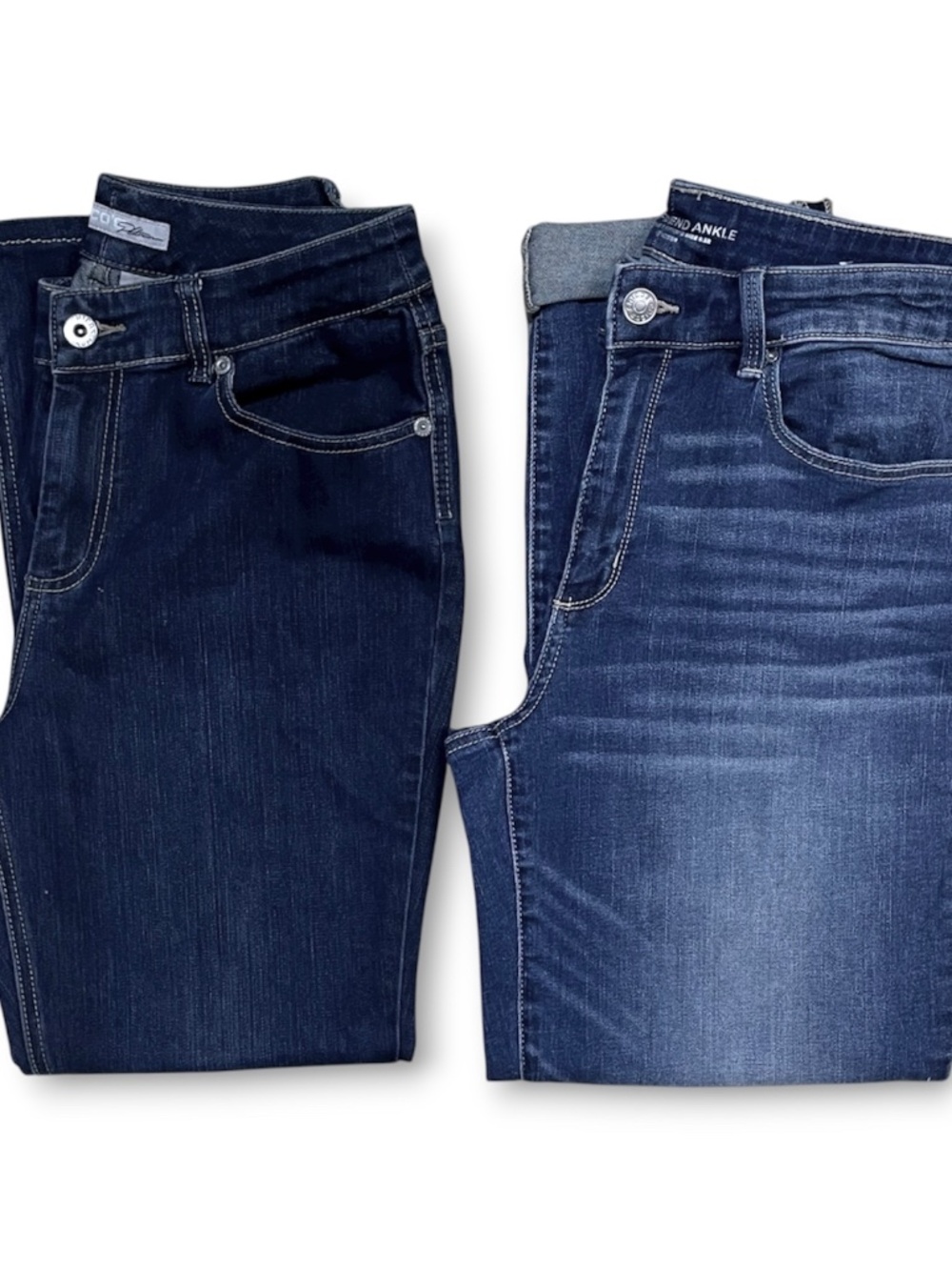Chico’s Bundle Of Charm Boot Cut And Boyfriend Ankle Dark Wash Jeans Size 0.5/6 - Picture 1 of 15